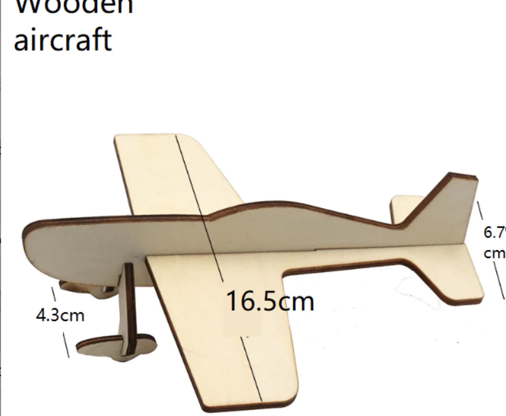 Wooden Dinosaur Rocket Plane Model for Kids DIY Toy