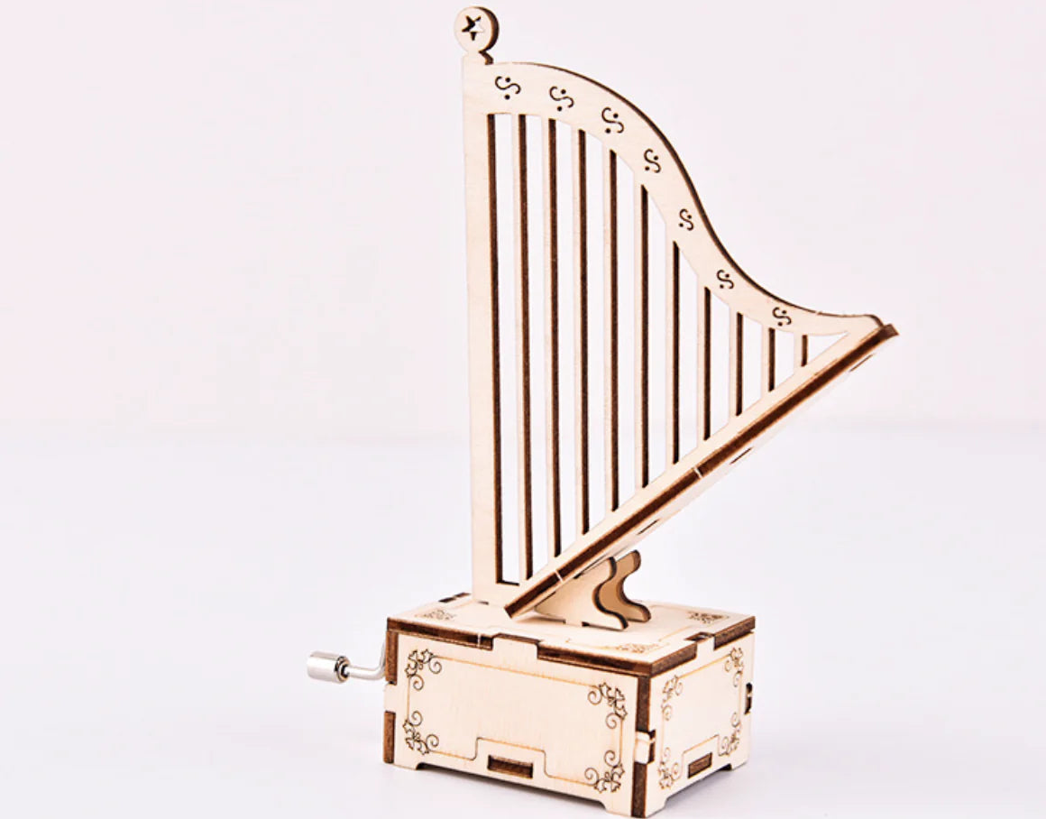 DIY Wooden Hand Cranked Harp Music Box Kit