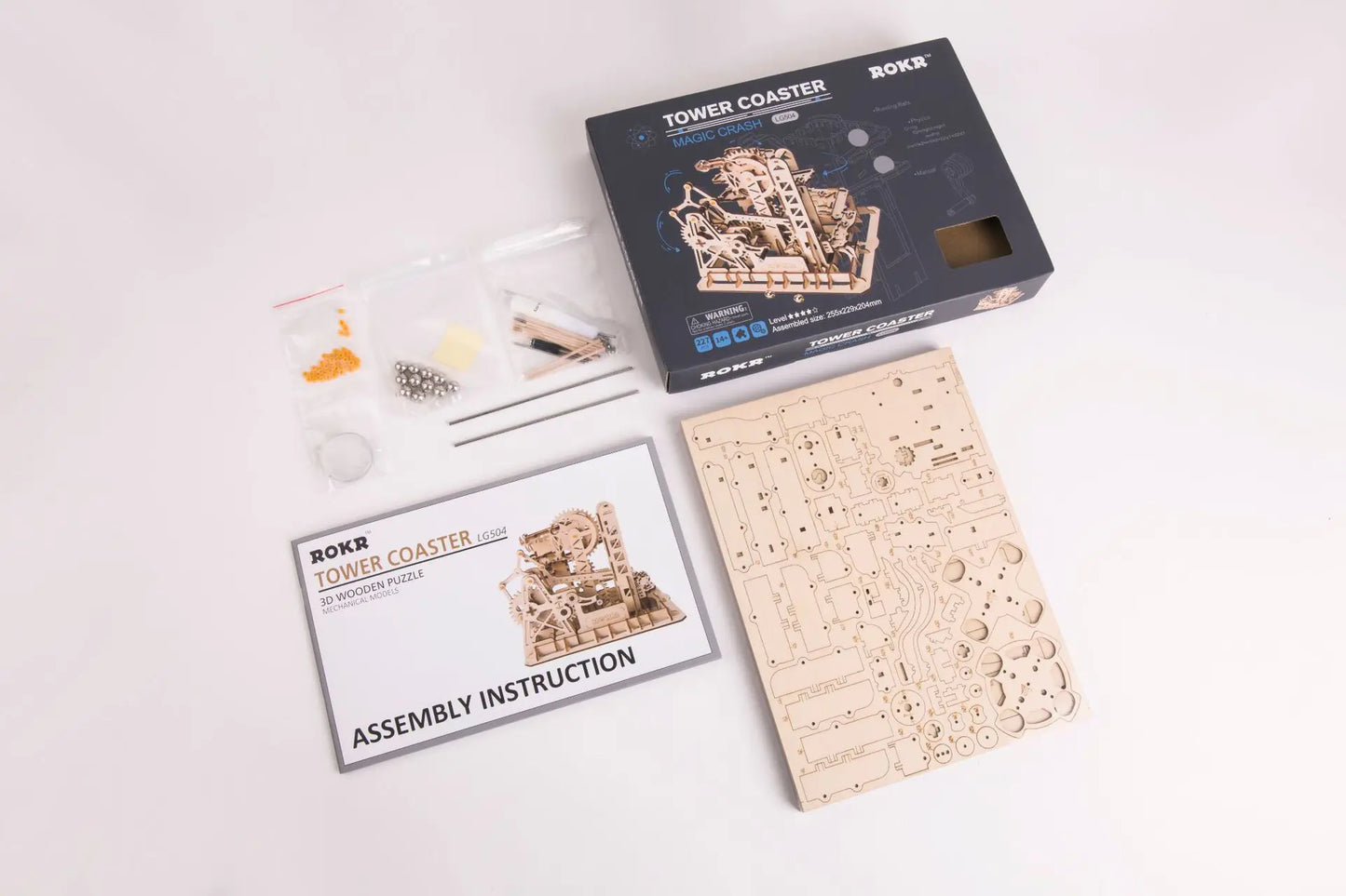 Tower coaster marbel run! 3D Wooden Puzzle Toy - Educational Mechanical Model