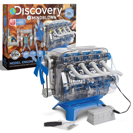 Model Engine Building Kit DIY 4-Cylinder Combustion Engine Working Pistons Fan Valves Belts LED Lights STEM Mechanic Engineering Construction Experiment Set Kids & Adults Gift