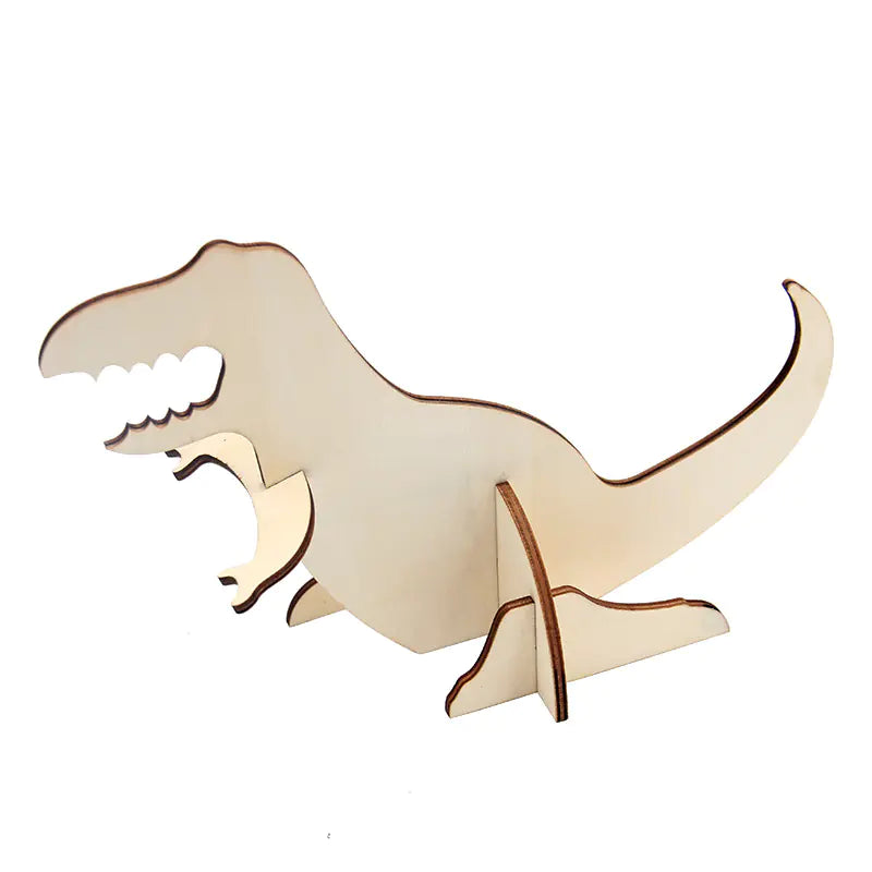 Wooden Dinosaur Rocket Plane Model for Kids DIY Toy