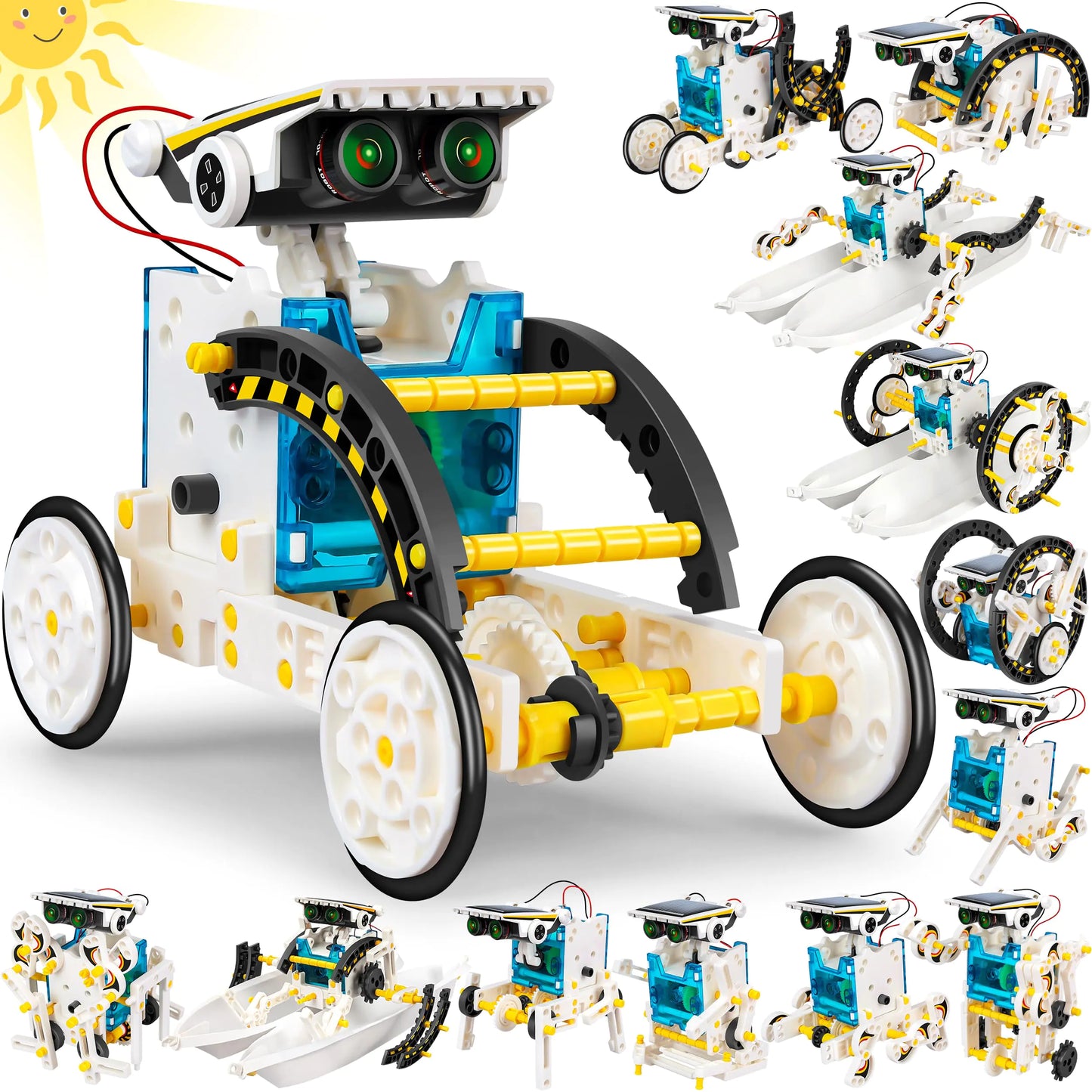 STEM 13-in-1 Solar Power Robots Creation Toy Educational Experiment DIY Robotics Kit Science Toy Solar Powered Building Robotics Set Age 8-12 for Boys Girls Kids Teens to Build