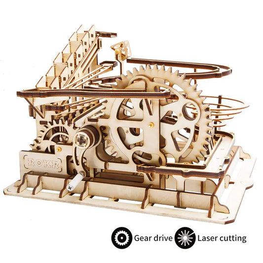 Wooden Mechanical Marbel Race Transmission Model DIY