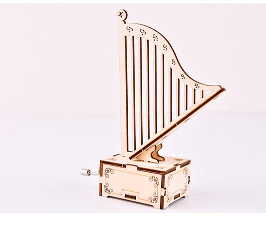 DIY Wooden Hand Cranked Harp Music Box Kit