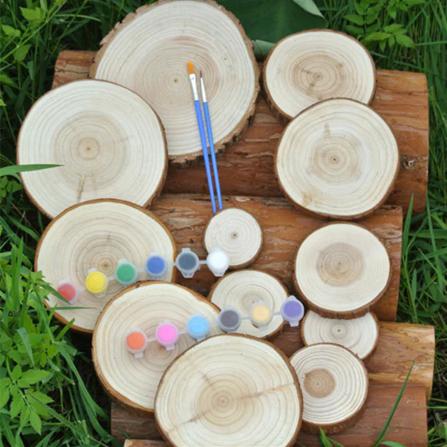 DIY Round Wooden Discs for Painting and Decoration